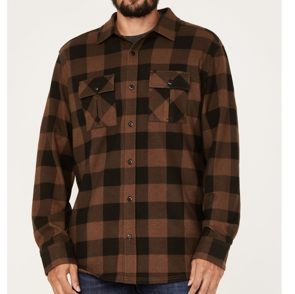Brothers and Sons Men's Jacquard Plaid Button Down Western Shirt - Picture 1 of 12